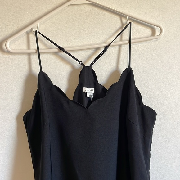 NWT J.Crew Scallop Tank Top 4 Black Loose Racer Contemporary Neutral Classy - Picture 5 of 12